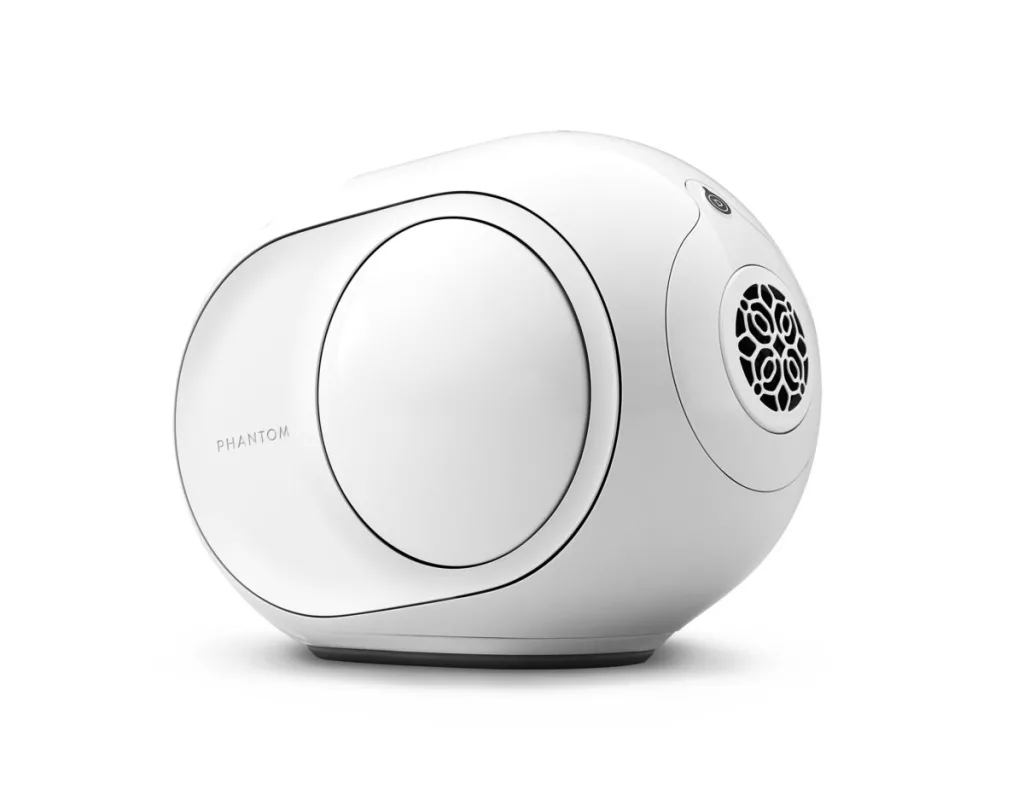 White Phantom speaker from three-quarters